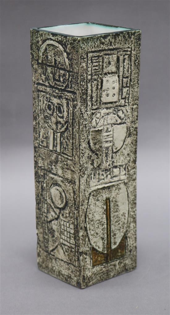 A Troika Pottery rectangular vase, height 22cm